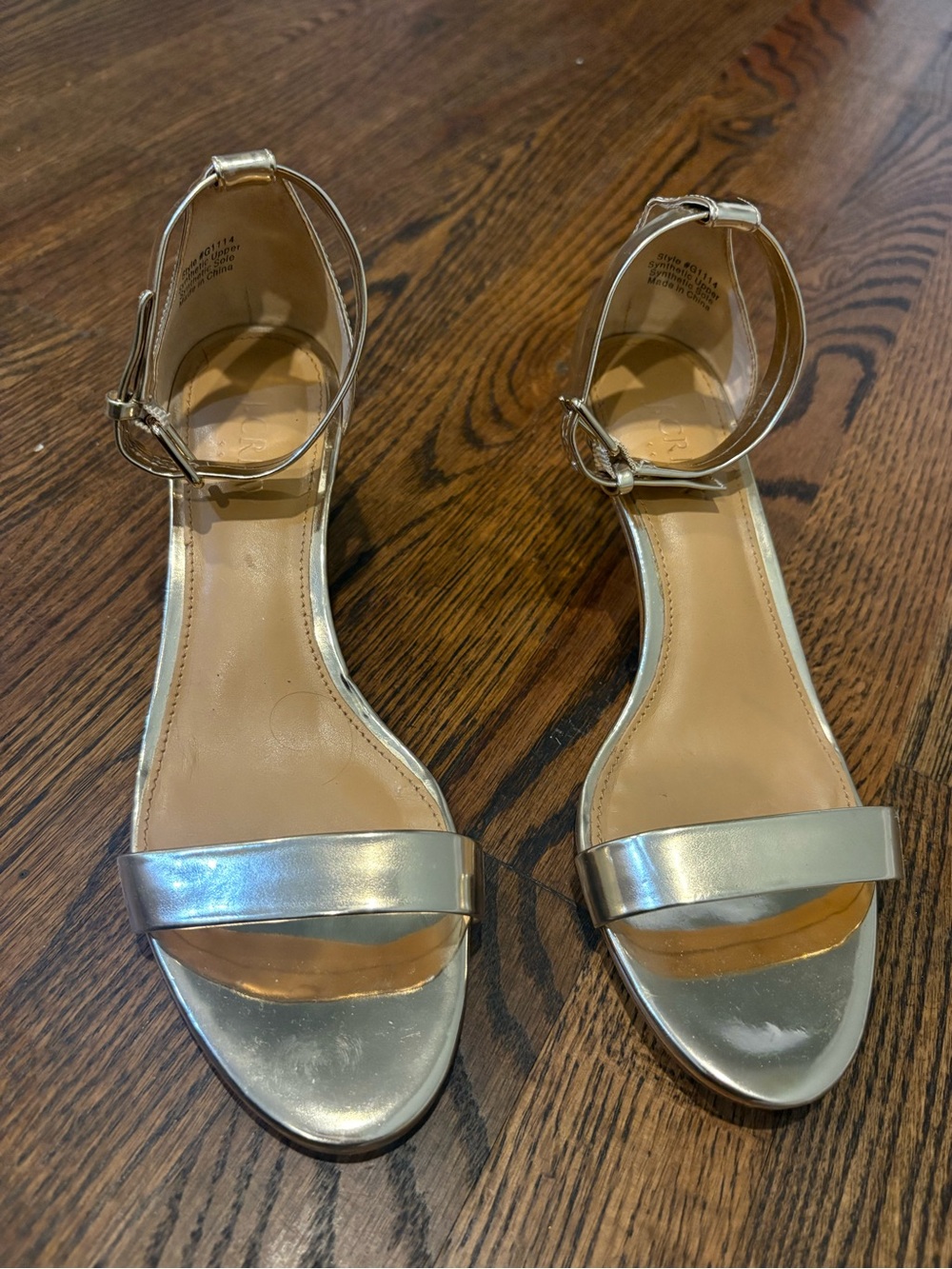 J. Crew Metallic gold Open-Toe Ankle-Strap Heels